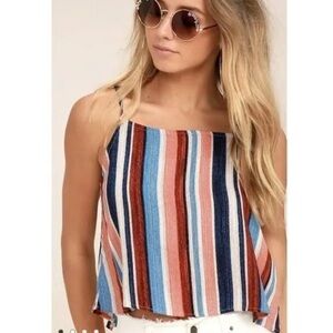 💐LULUS BEYOND THE SEA PEACH STRIPED CROP TOP